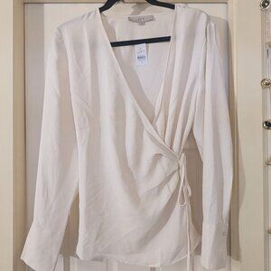 White Wrap Blouse (Loft)